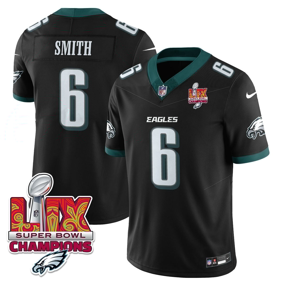 Men’s Philadelphia Eagles Super Bowl LIX Champions Gold Vapor Limited Jersey – All Stitched