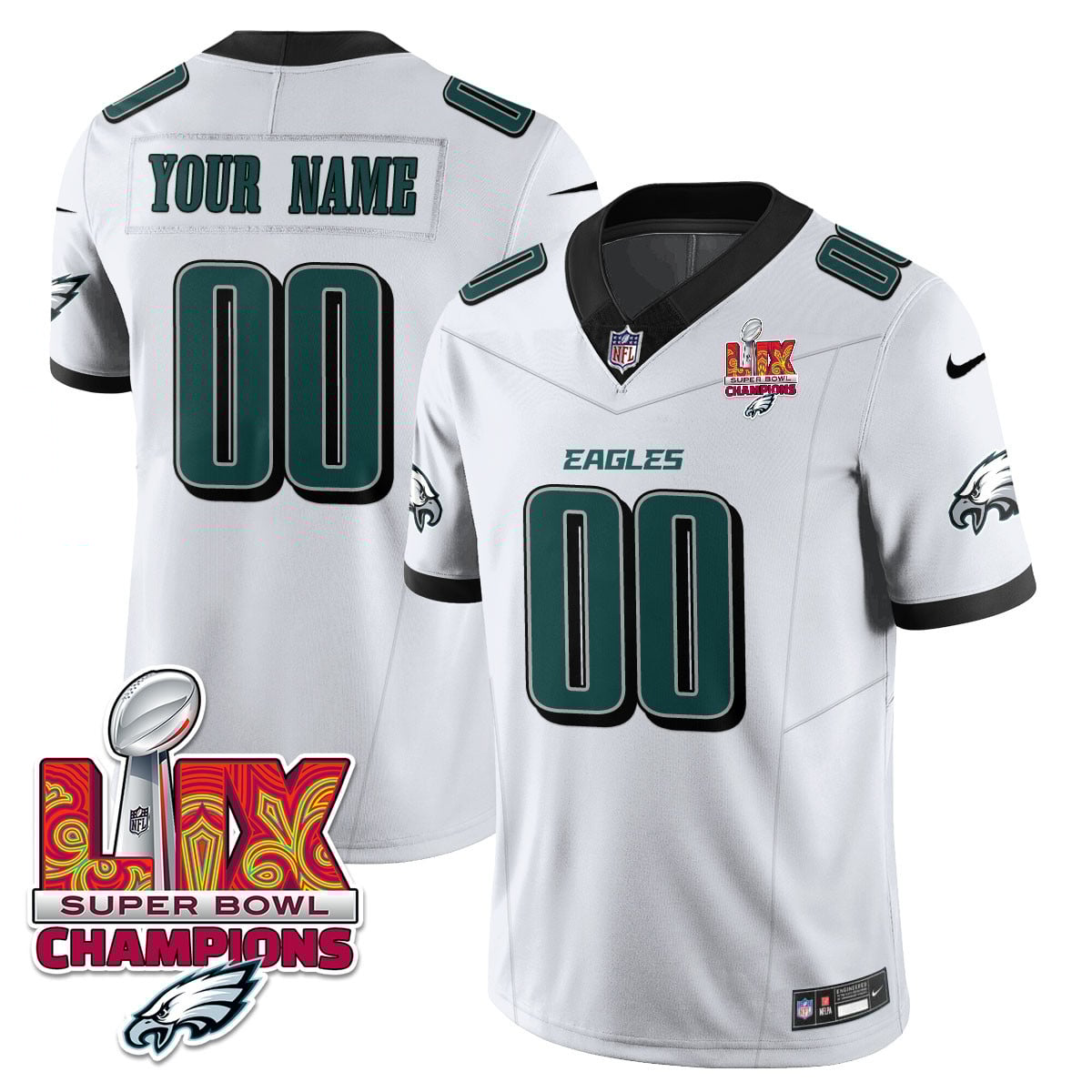 Custom Name/Gender Philadelphia Eagles Super Bowl LIX Champions Vapor Limited Jersey – All Stitched