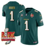 Men’s Philadelphia Eagles Super Bowl LIX Champions Gold Trim Vapor Limited Jersey – All Stitched
