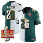 Men’s Philadelphia Eagles Super Bowl LIX Champions Gold Trim Vapor Limited Jersey – All Stitched