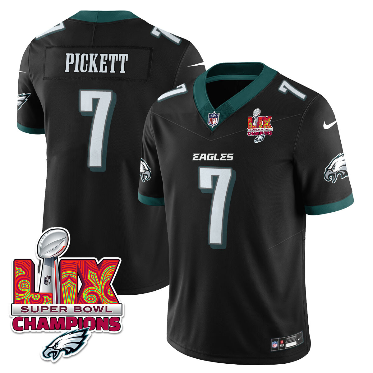Men’s Philadelphia Eagles Super Bowl LIX Champions Gold Vapor Limited Jersey – All Stitched