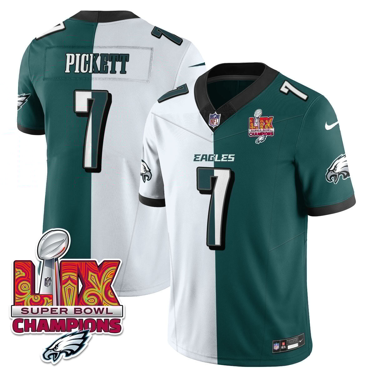Men’s Philadelphia Eagles Super Bowl LIX Champions Gold Vapor Limited Jersey – All Stitched