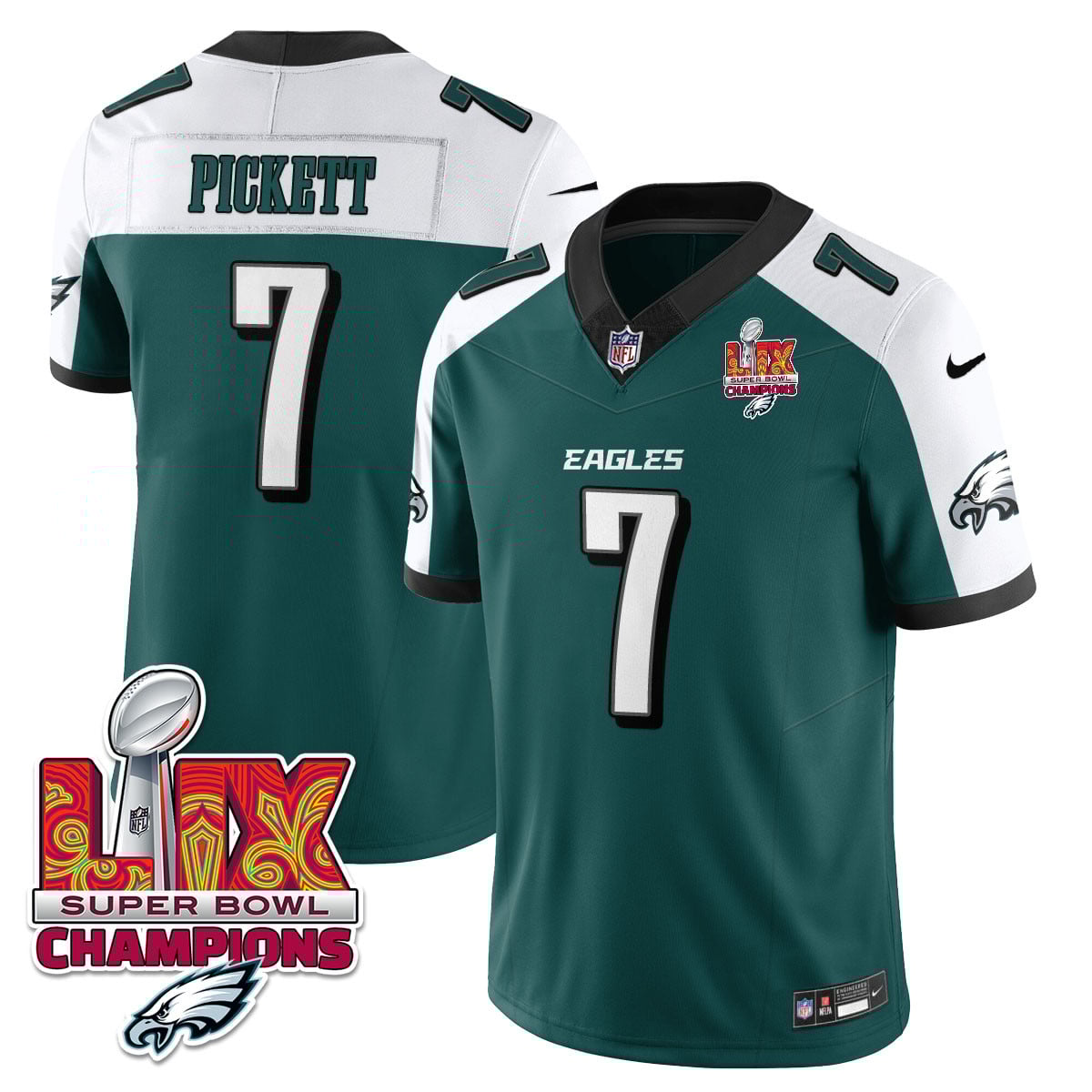 Men’s Philadelphia Eagles Super Bowl LIX Champions Gold Vapor Limited Jersey – All Stitched