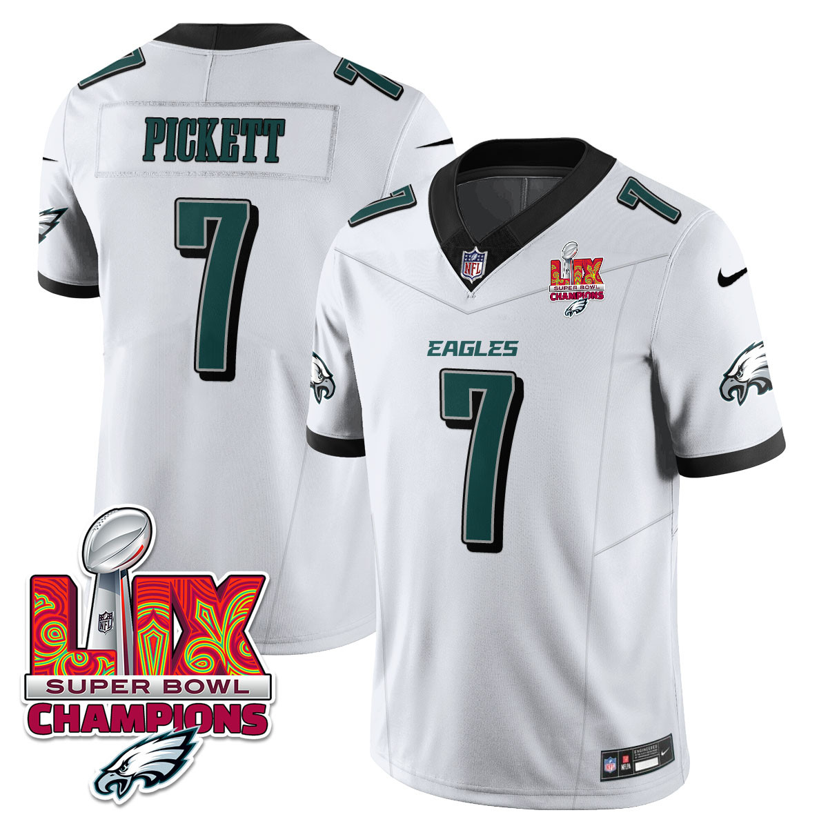 Men’s Philadelphia Eagles Super Bowl LIX Champions Gold Vapor Limited Jersey – All Stitched
