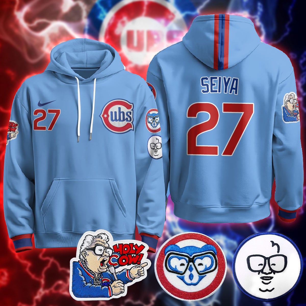 Chicago Cubs Limited Hoodie – Harry Caray “Holy Cow” Patch – All Stitched