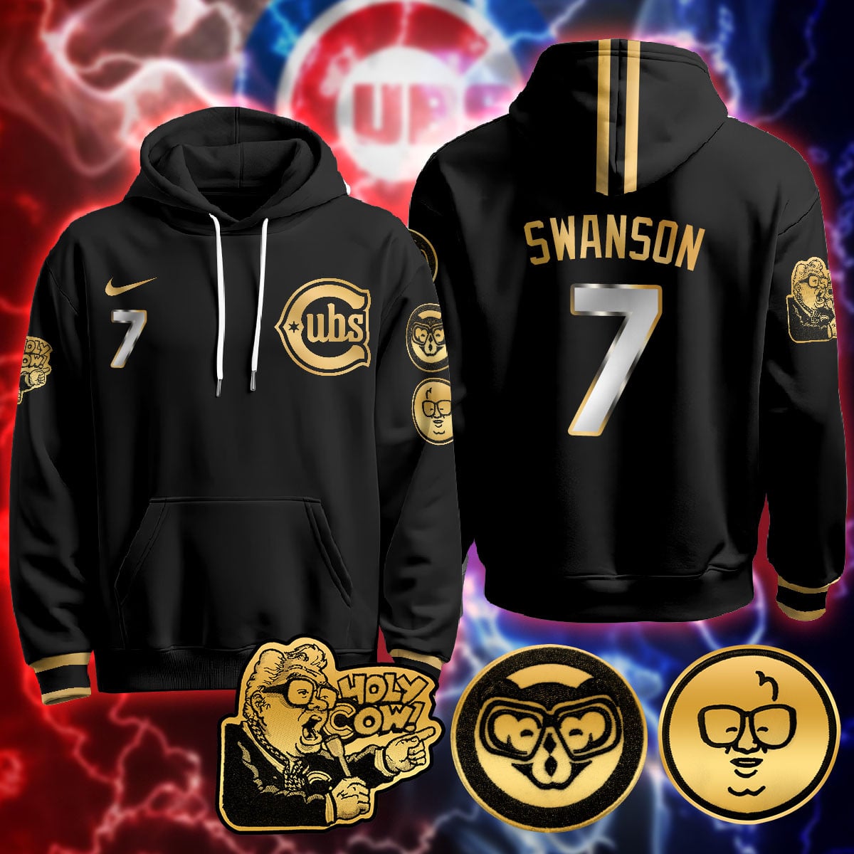 Chicago Cubs Limited Hoodie – Harry Caray “Holy Cow” Patch – All Stitched