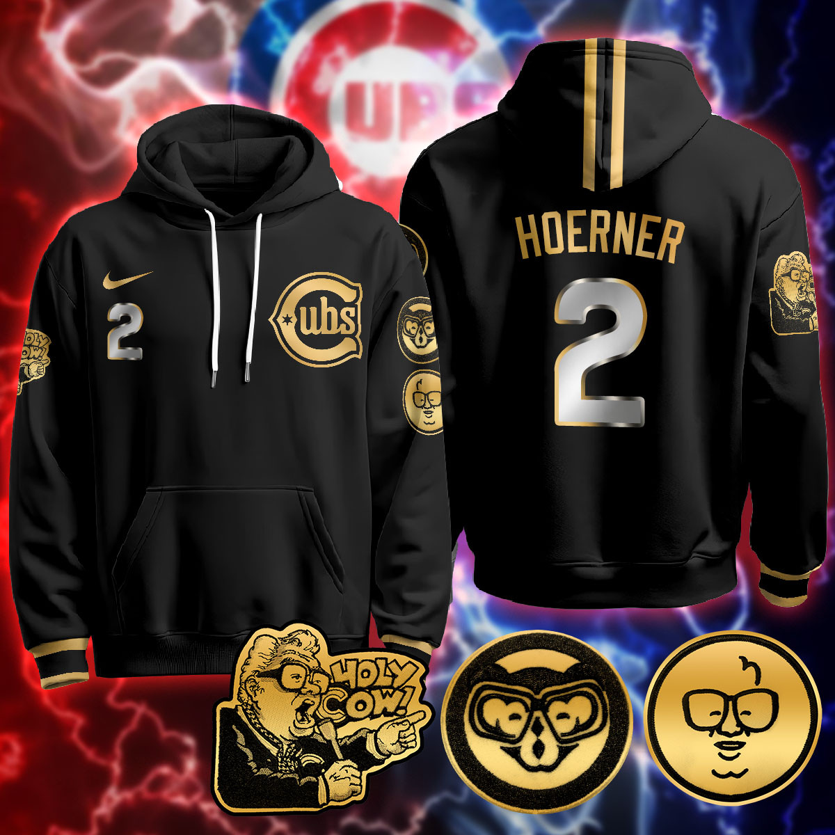 Chicago Cubs Limited Hoodie – Harry Caray “Holy Cow” Patch – All Stitched