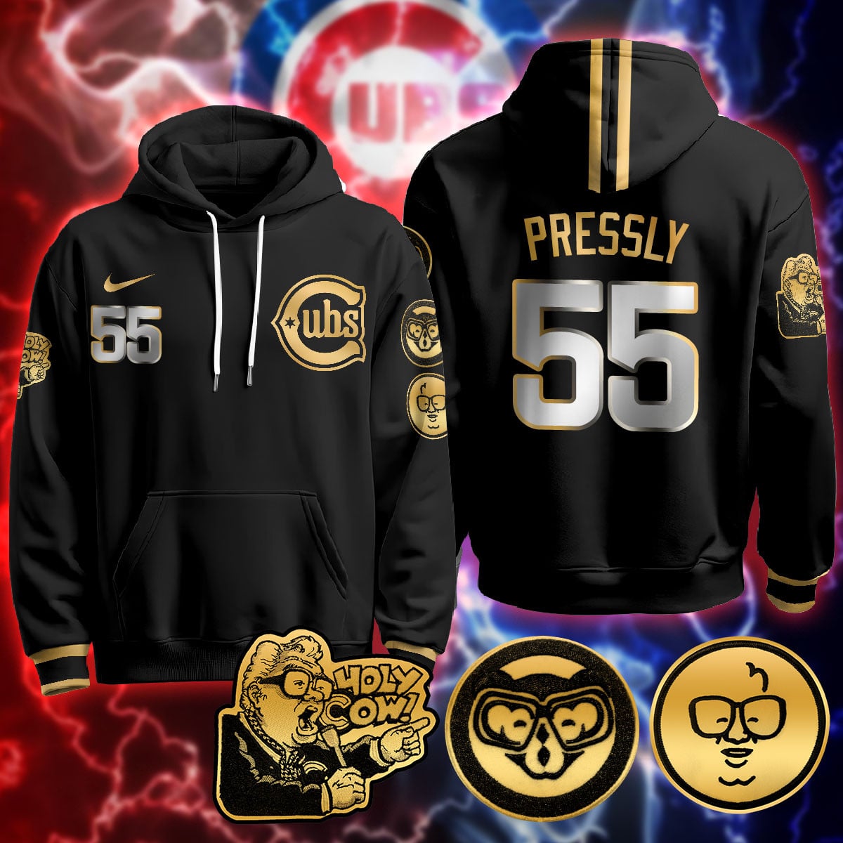 Chicago Cubs Limited Hoodie – Harry Caray “Holy Cow” Patch – All Stitched