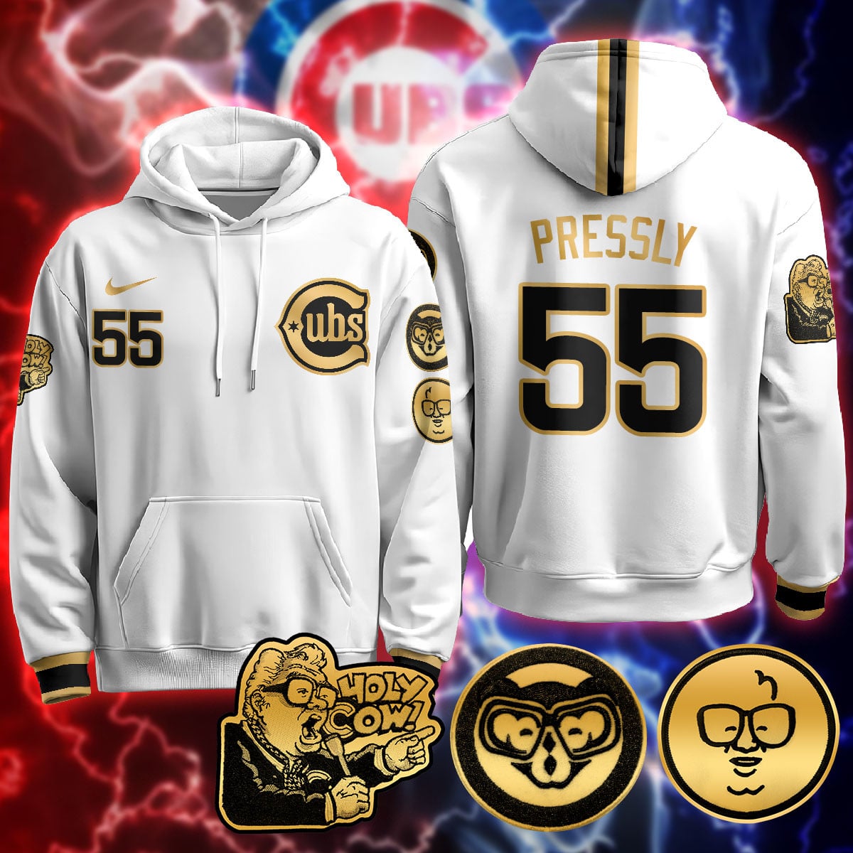 Chicago Cubs Limited Hoodie – Harry Caray “Holy Cow” Patch – All Stitched