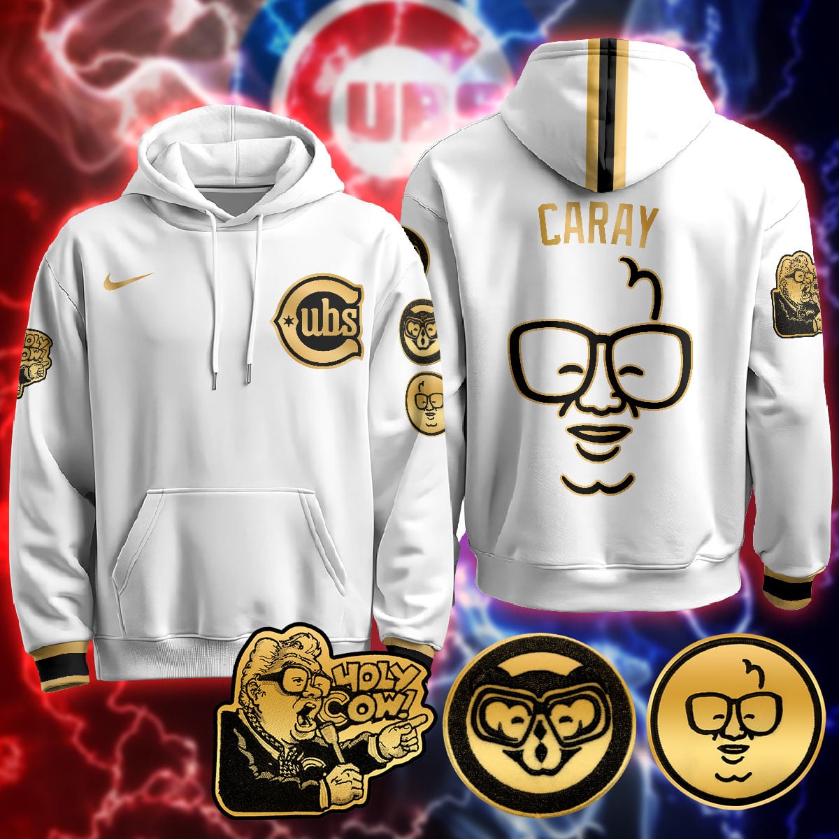 Chicago Cubs Limited Hoodie – Harry Caray “Holy Cow” Patch – All Stitched