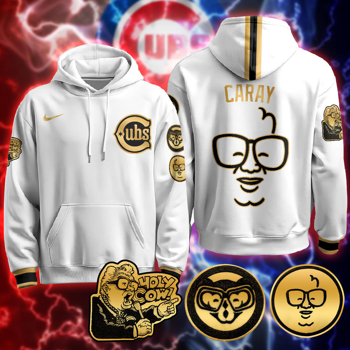 Chicago Cubs Limited Hoodie – Harry Caray “Holy Cow” Patch – All Stitched