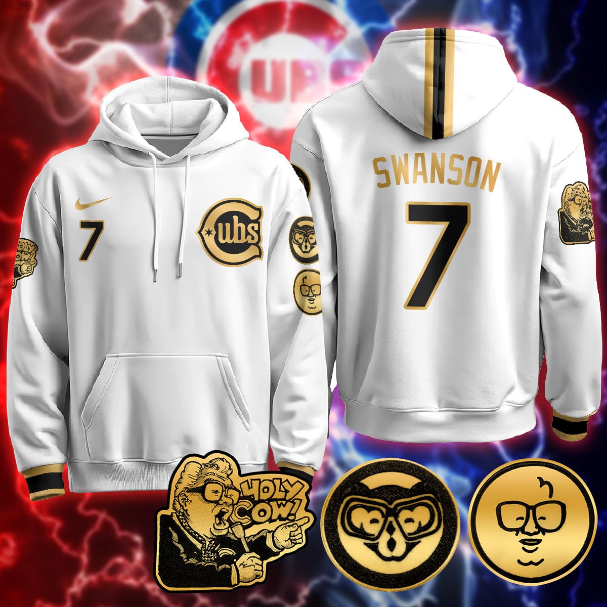 Chicago Cubs Limited Hoodie – Harry Caray “Holy Cow” Patch – All Stitched