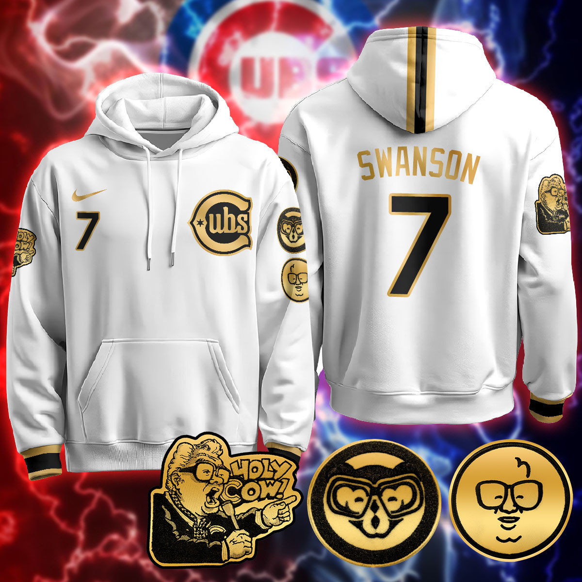 Chicago Cubs Limited Hoodie – Harry Caray “Holy Cow” Patch – All Stitched