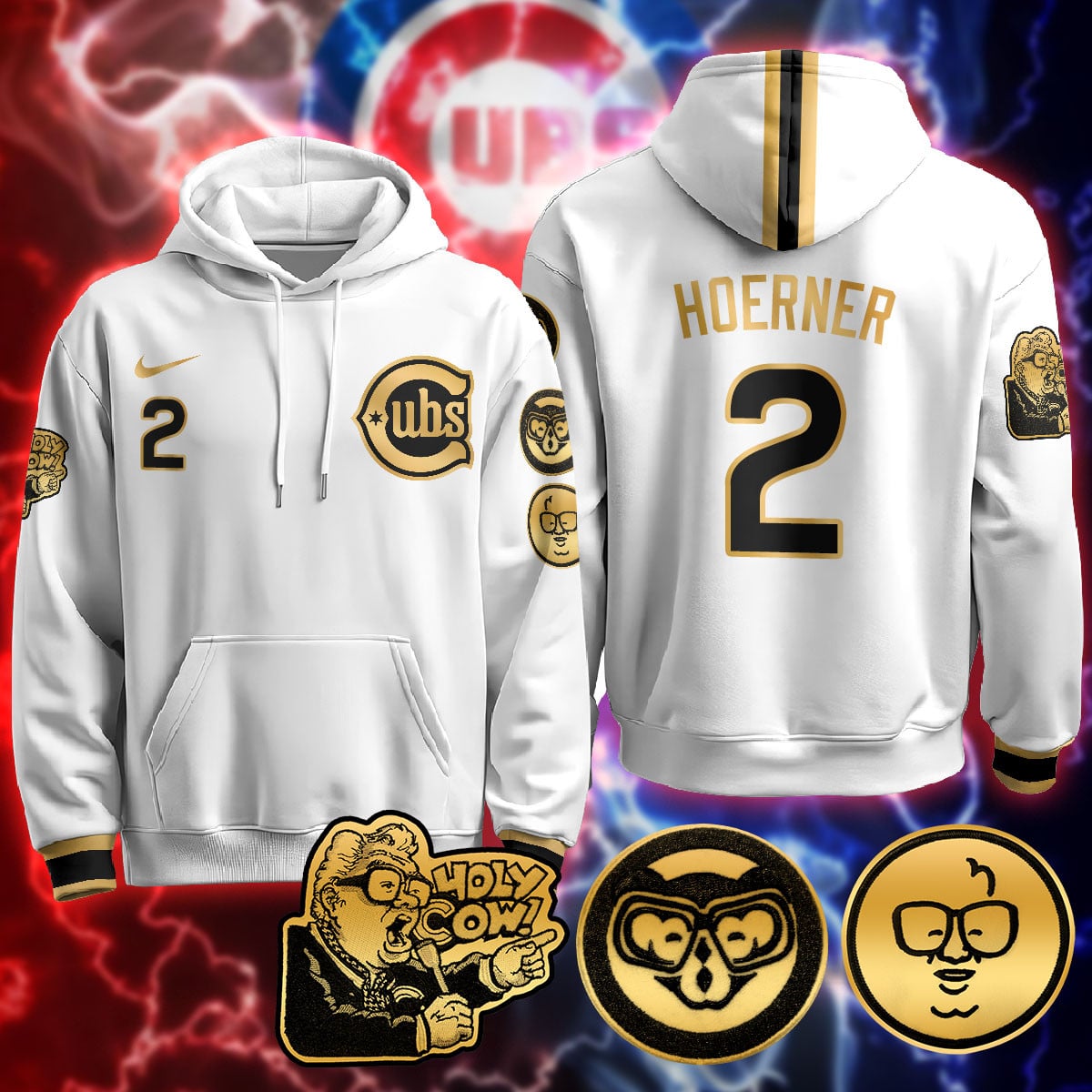 Chicago Cubs Limited Hoodie – Harry Caray “Holy Cow” Patch – All Stitched