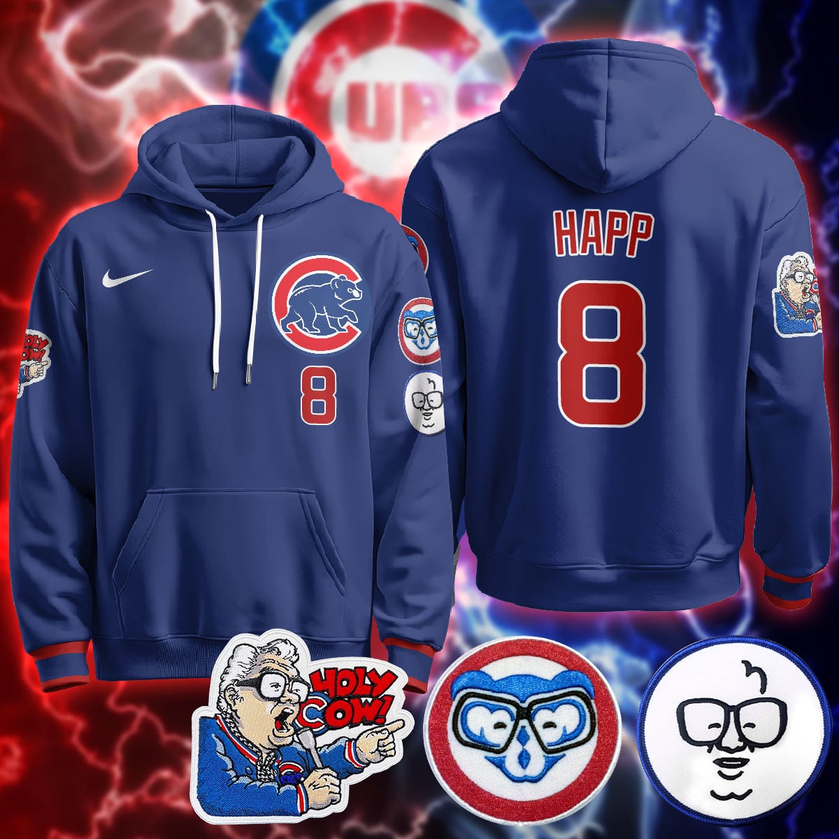 Chicago Cubs Limited Hoodie – Harry Caray “Holy Cow” Patch – All Stitched