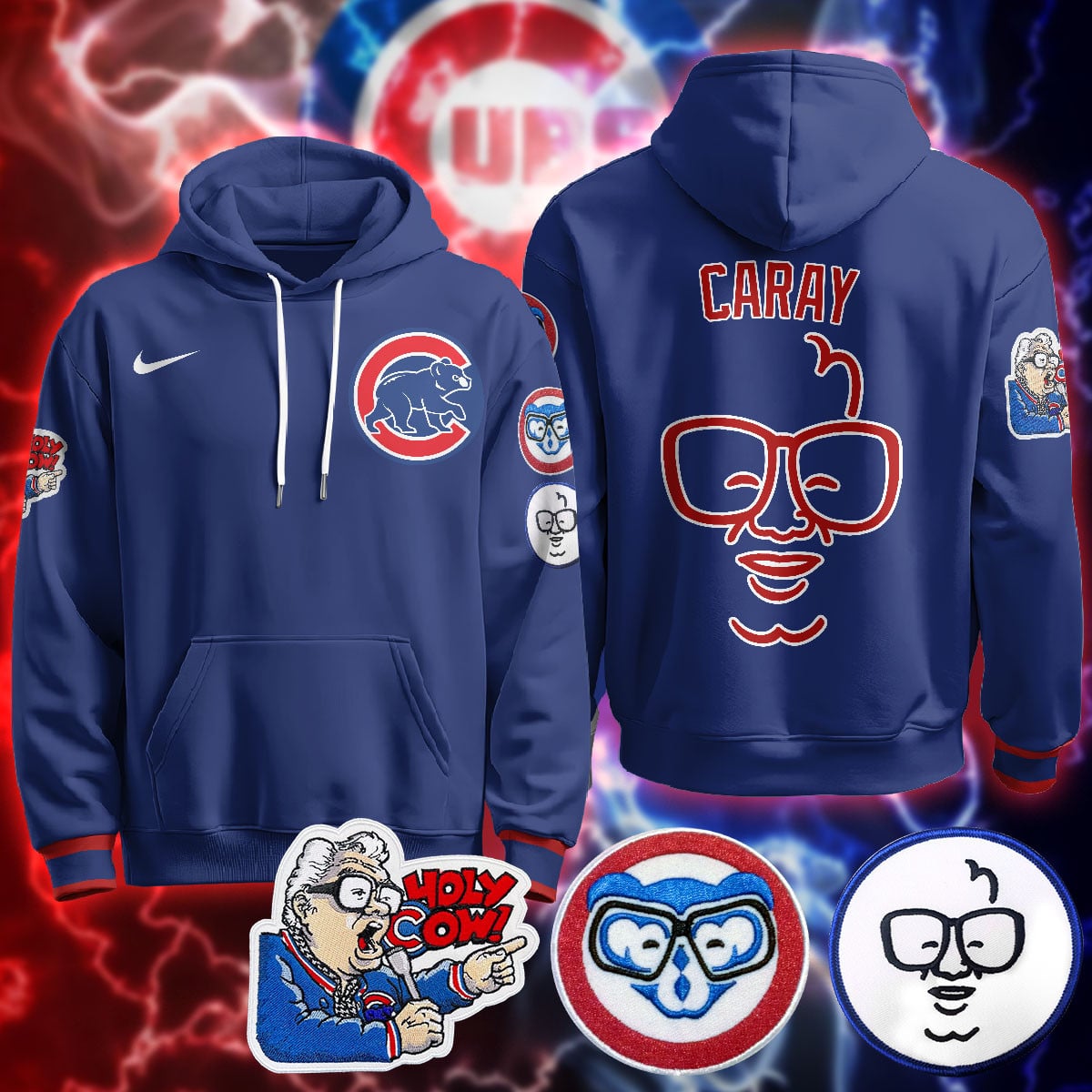 Chicago Cubs Limited Hoodie – Harry Caray “Holy Cow” Patch – All Stitched