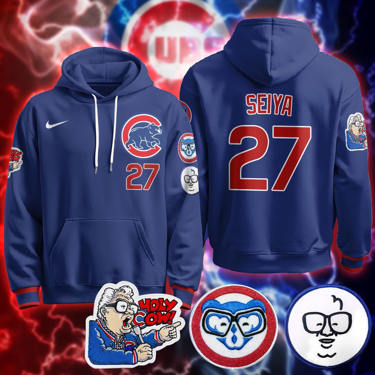 Chicago Cubs Limited Hoodie – Harry Caray “Holy Cow” Patch – All Stitched