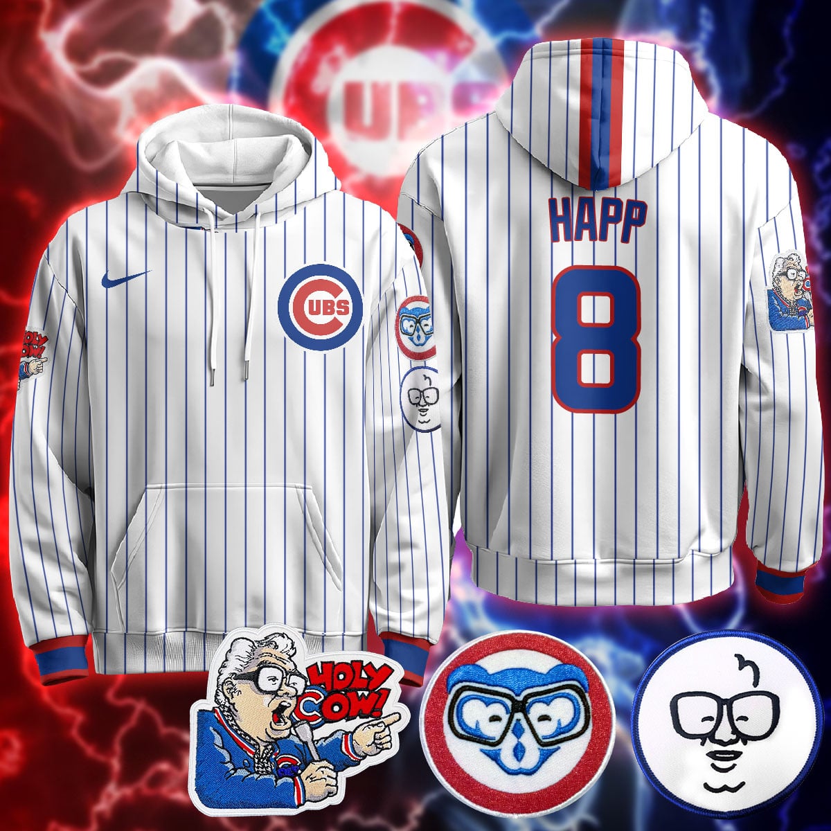Chicago Cubs Limited Hoodie – Harry Caray “Holy Cow” Patch – All Stitched