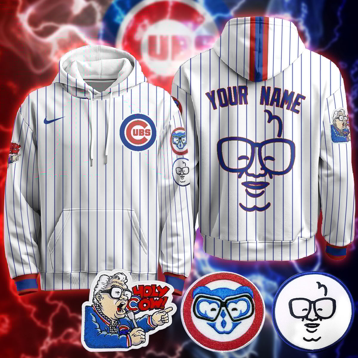 Chicago Cubs Limited Hoodie – Harry Caray “Holy Cow” Patch – All Stitched