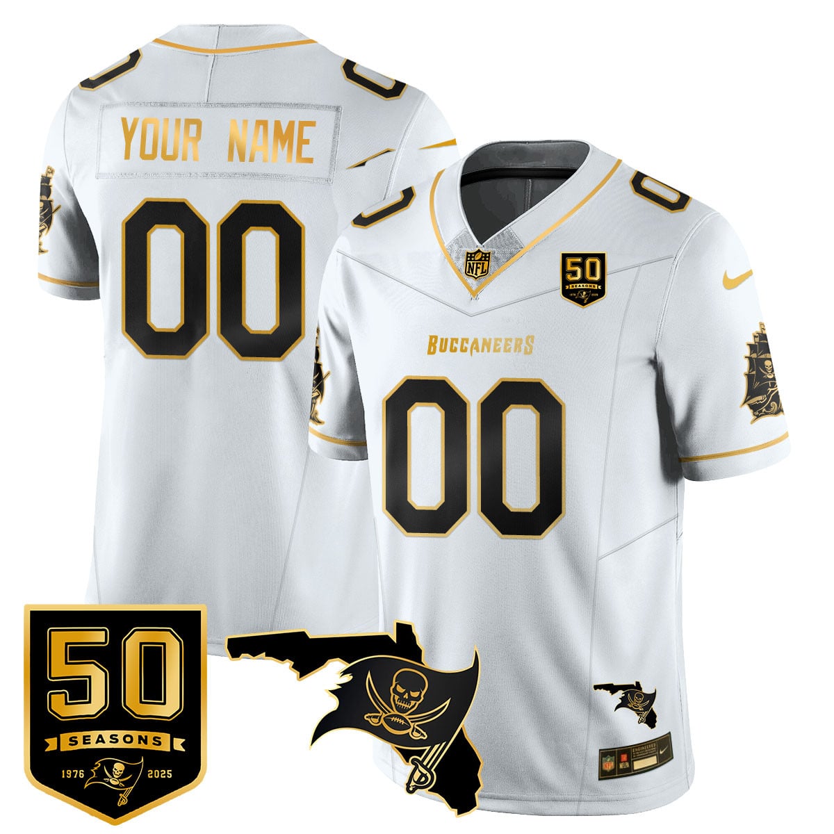 Custom Tampa Bay Buccaneers 50th Season Limited Jersey – All Stitched