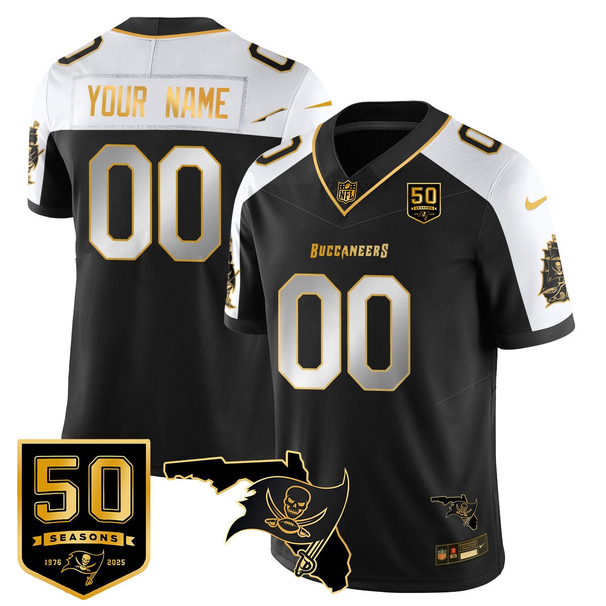Custom Tampa Bay Buccaneers 50th Season Limited Jersey – All Stitched