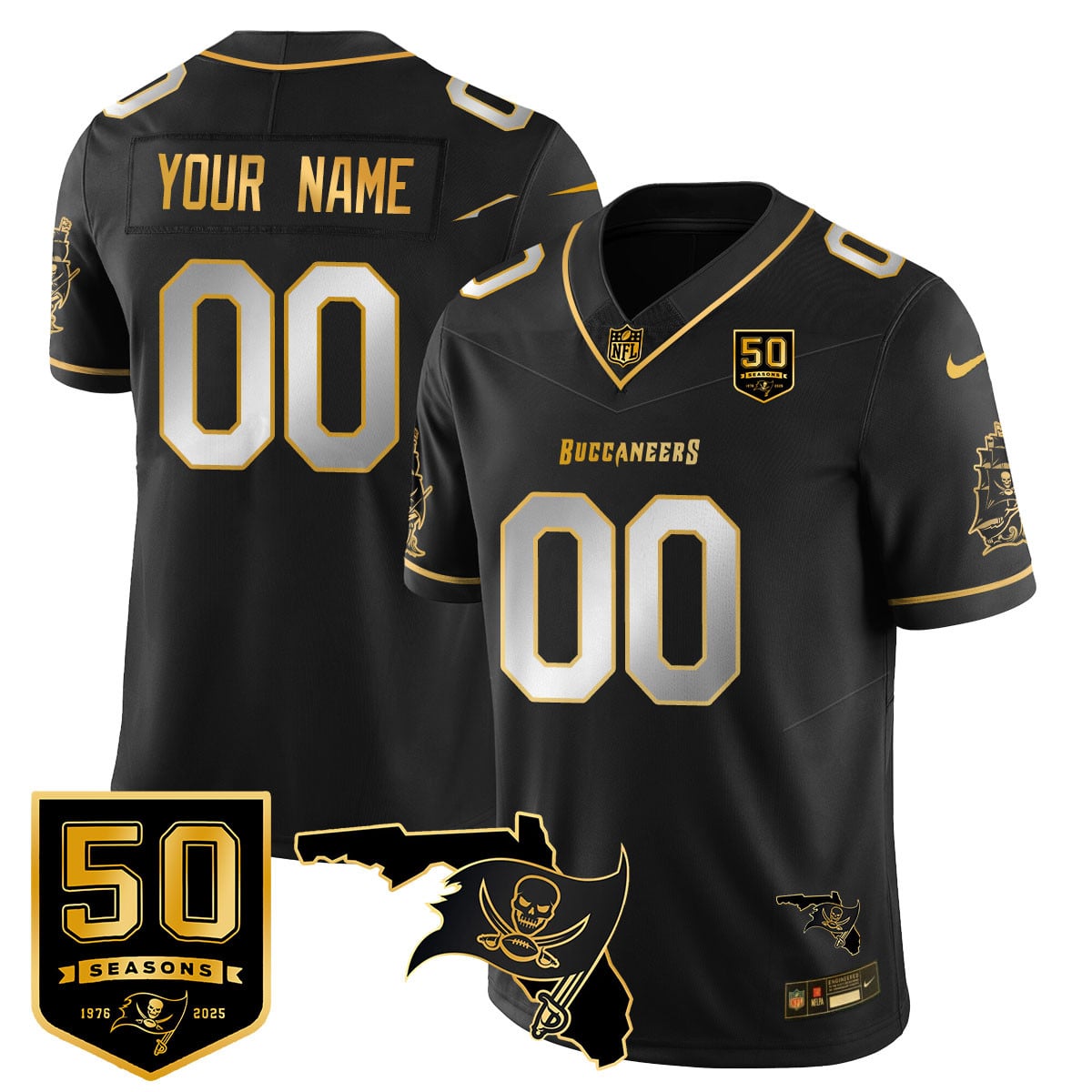 Custom Tampa Bay Buccaneers 50th Season Limited Jersey – All Stitched