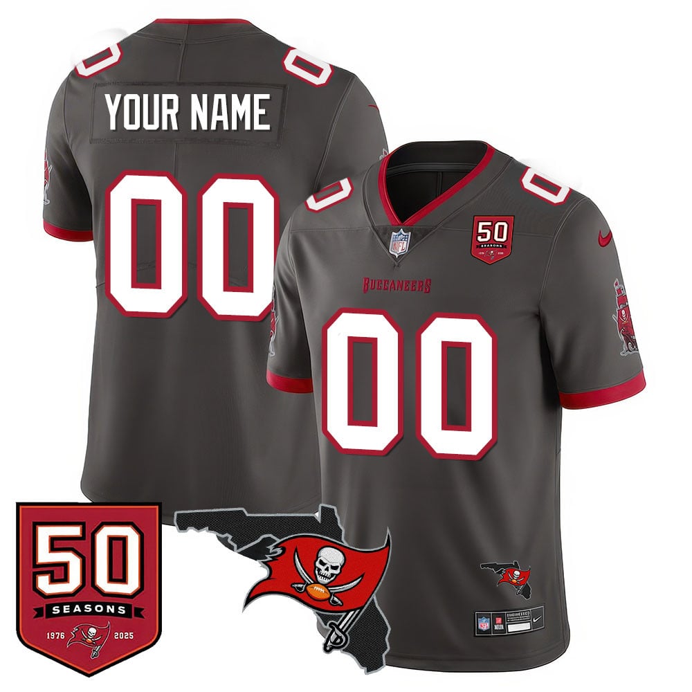Custom Tampa Bay Buccaneers 50th Season Limited Jersey – All Stitched