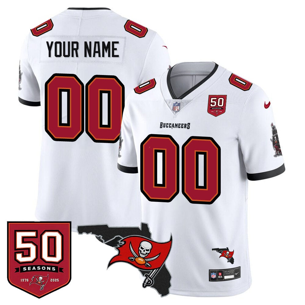 Custom Tampa Bay Buccaneers 50th Season Limited Jersey – All Stitched