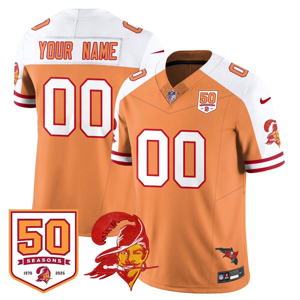 Custom Tampa Bay Buccaneers 50th Season Limited Jersey – All Stitched