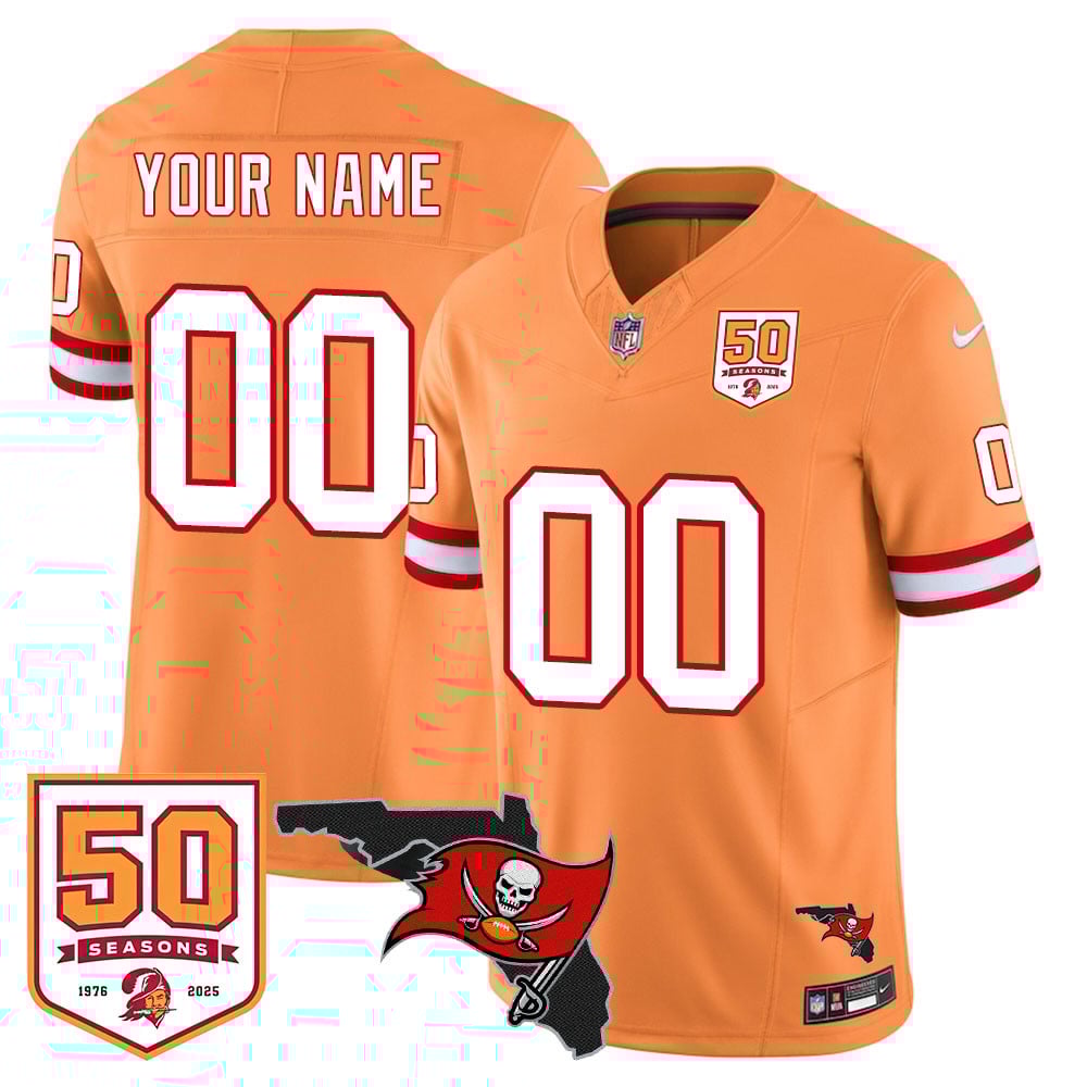 Custom Tampa Bay Buccaneers 50th Season Limited Jersey – All Stitched