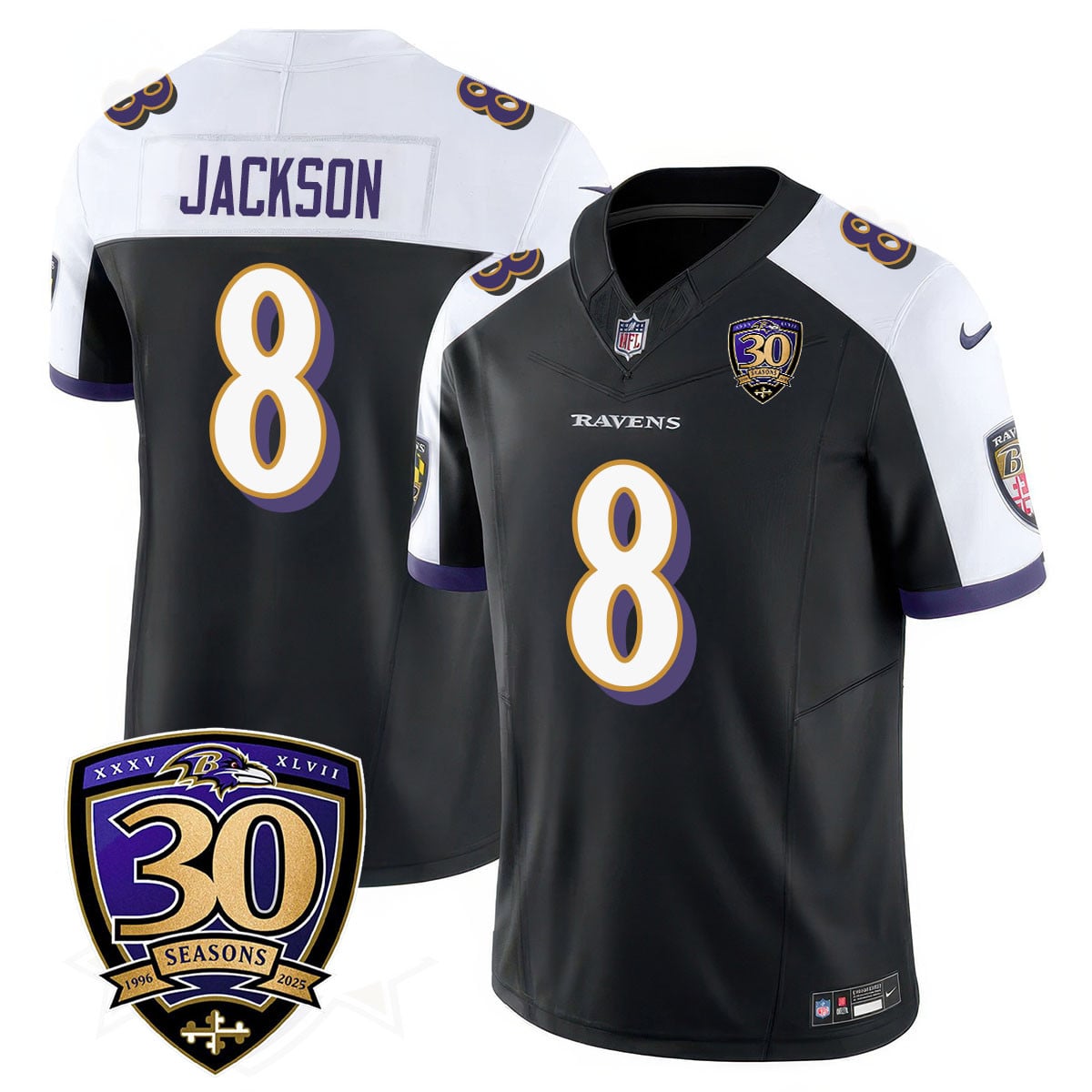 Men’s Baltimore Ravens Limited 30th Season Jersey – All Stitched