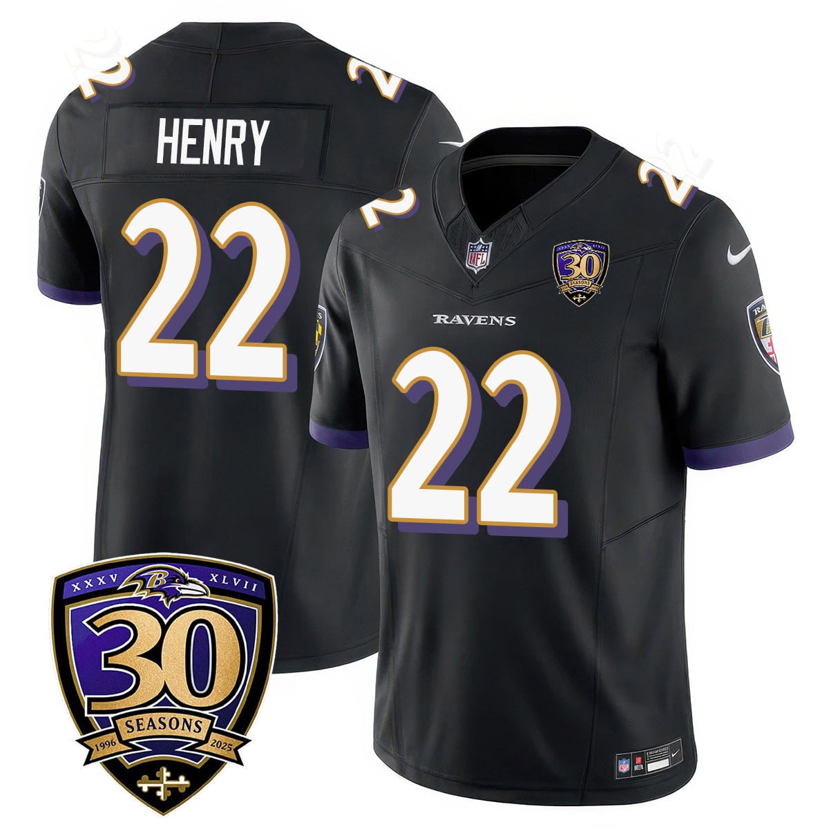 Men’s Baltimore Ravens Limited 30th Season Jersey – All Stitched