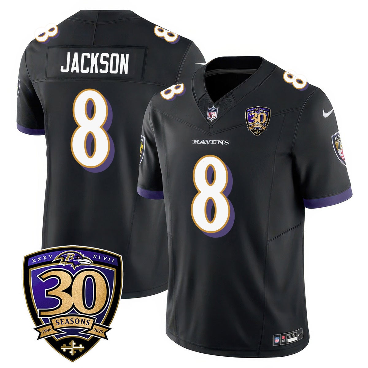 Men’s Baltimore Ravens Limited 30th Season Jersey – All Stitched