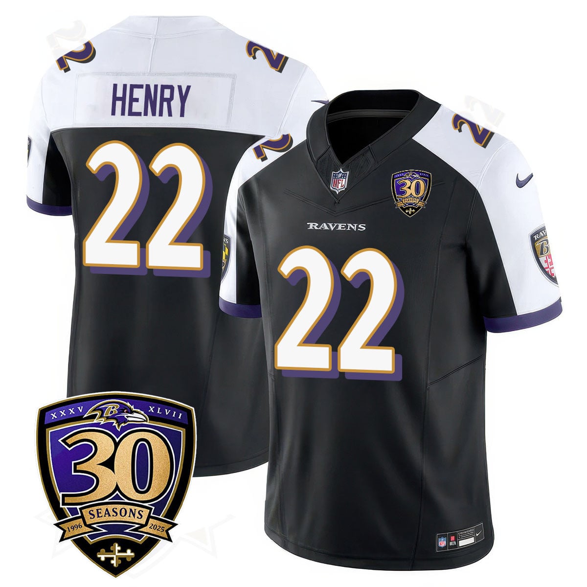 Men’s Baltimore Ravens Limited 30th Season Jersey – All Stitched