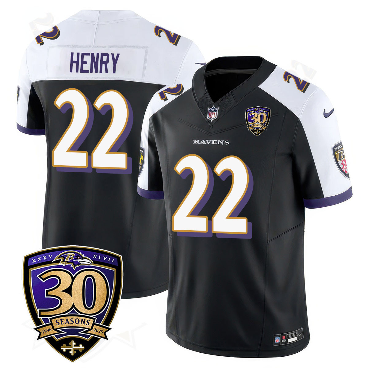 Men’s Baltimore Ravens Limited 30th Season Jersey – All Stitched