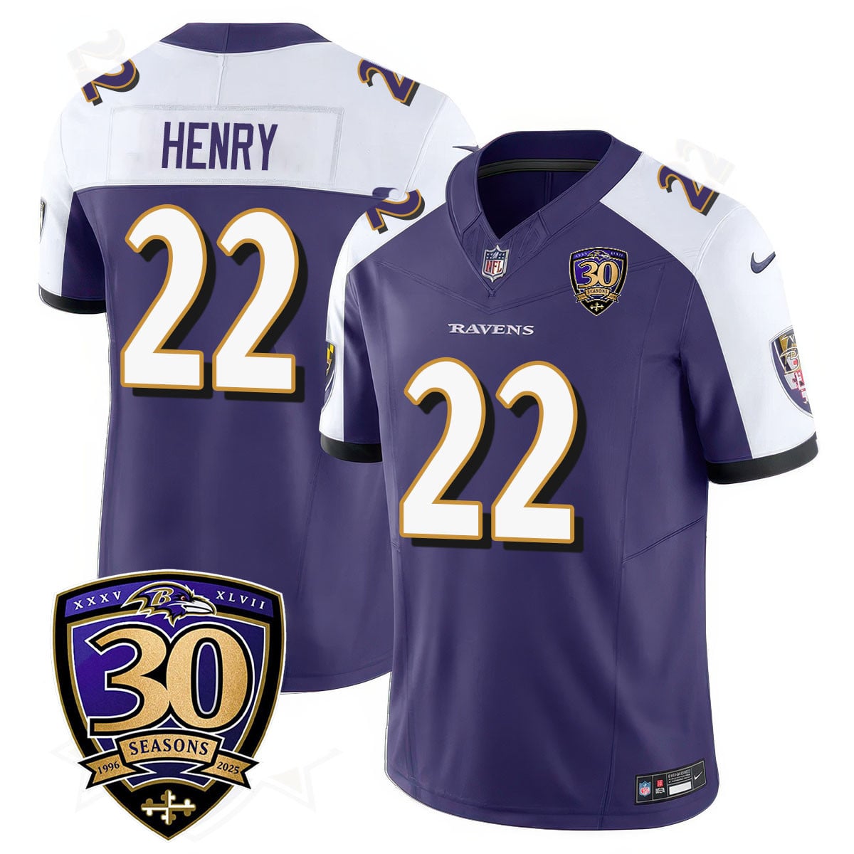 Men’s Baltimore Ravens Limited 30th Season Jersey – All Stitched