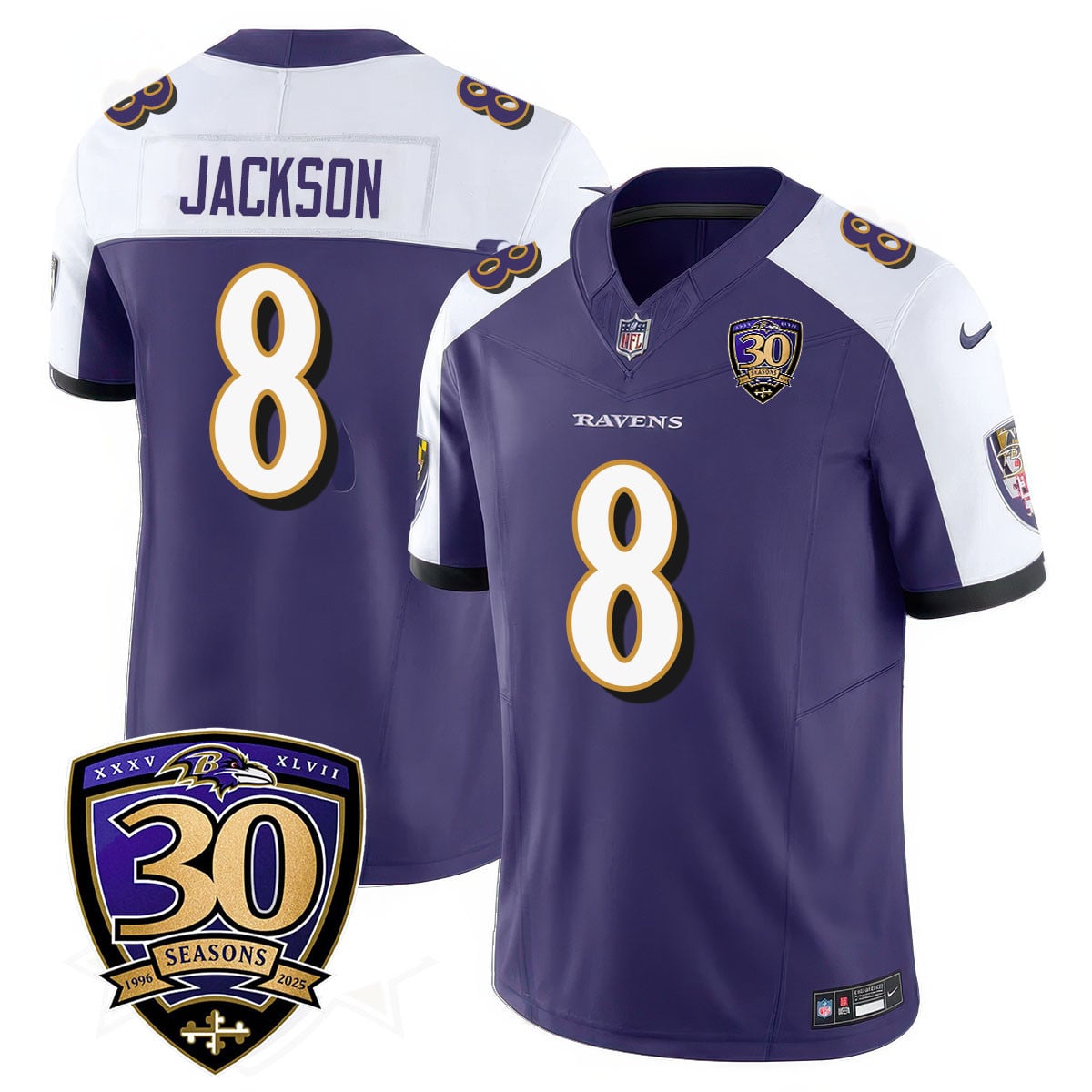 Men’s Baltimore Ravens Limited 30th Season Jersey – All Stitched