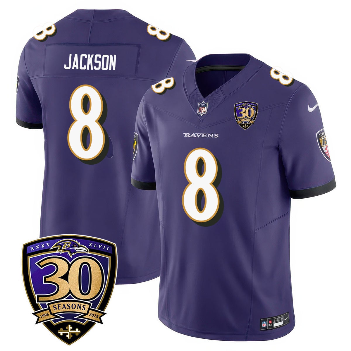 Men’s Baltimore Ravens Limited 30th Season Jersey – All Stitched
