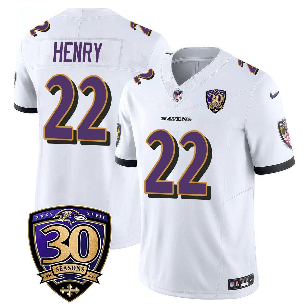 Men’s Baltimore Ravens Limited 30th Season Jersey – All Stitched