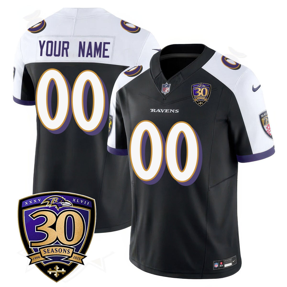 Custom Gender/Name Baltimore Ravens Limited 30th Season Jersey – All Stitched