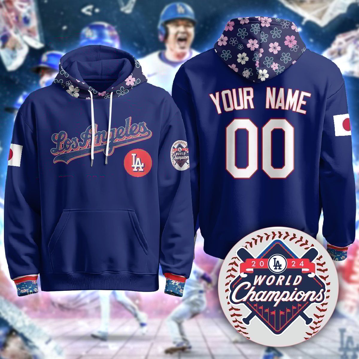 Custom Gender/Name Los Angeles Dodgers Japanese Heritage Night Hoodie – All Stitched