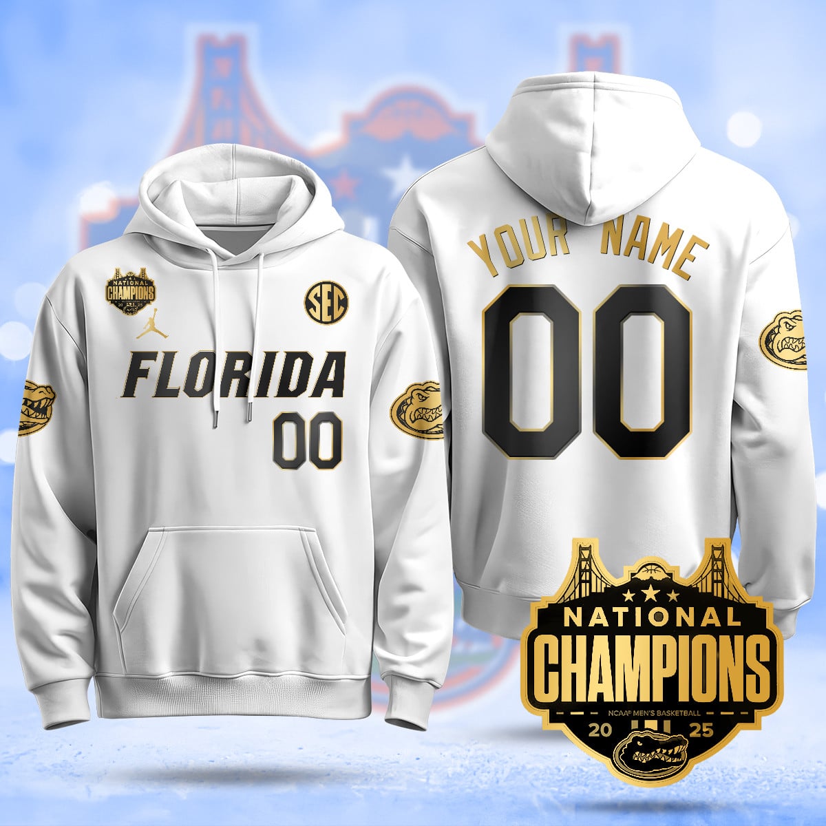 Custom Name/Gender Florida Gators 2025 National Champions Basketball Hoodie – All Stitched