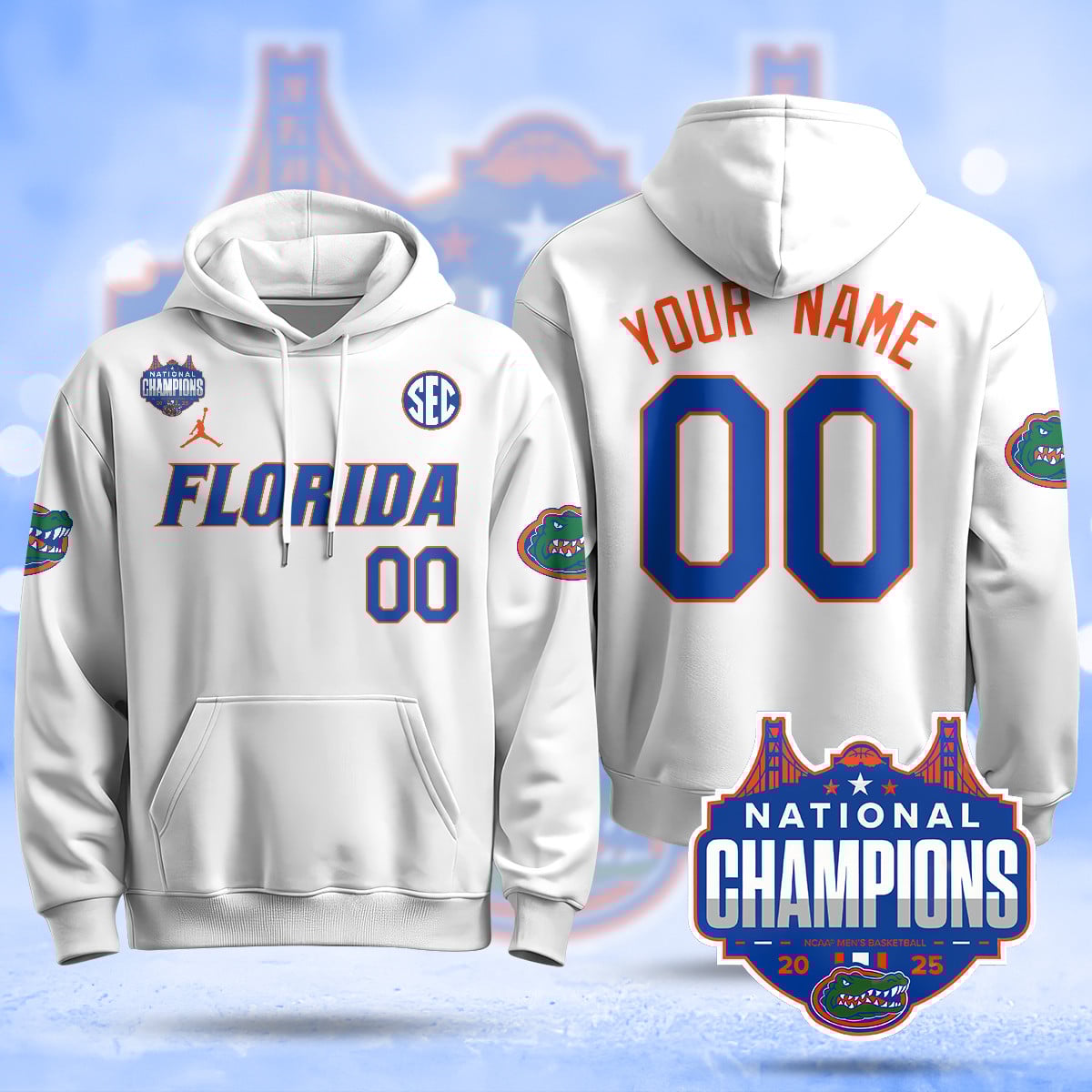 Custom Name/Gender Florida Gators 2025 National Champions Basketball Hoodie – All Stitched