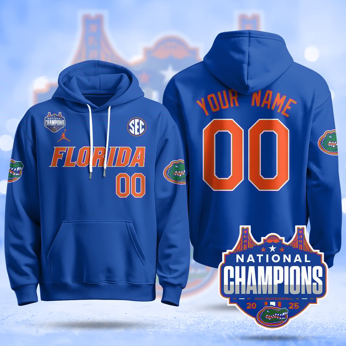 Custom Name/Gender Florida Gators 2025 National Champions Basketball Hoodie – All Stitched