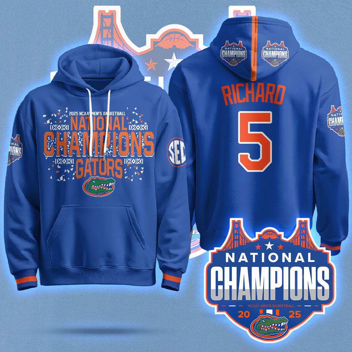 Florida Gators 2025 National Champions Basketball Hoodie N5 – Printed