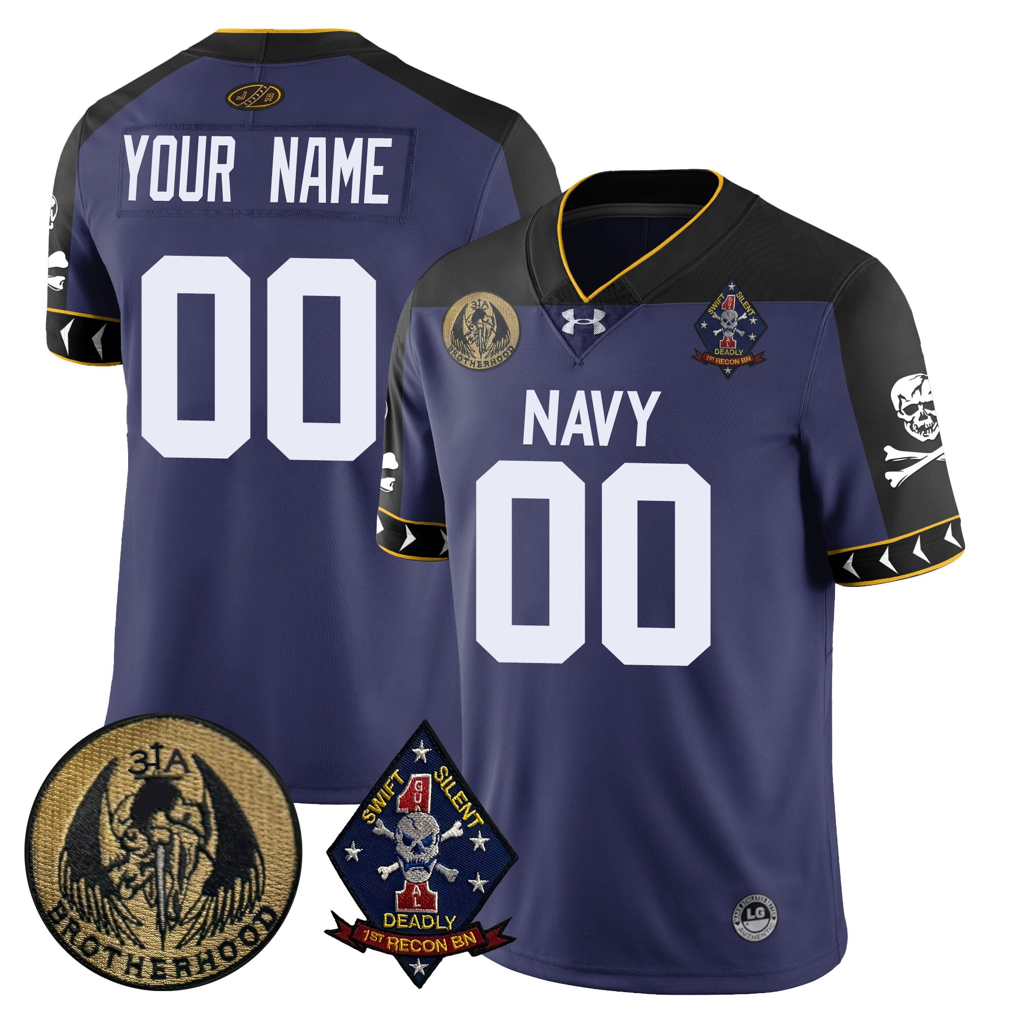 Custom Name/Gender Navy Midshipmen Lacrosse Jolly Rogers Vapor Limited Jersey – All Stitched