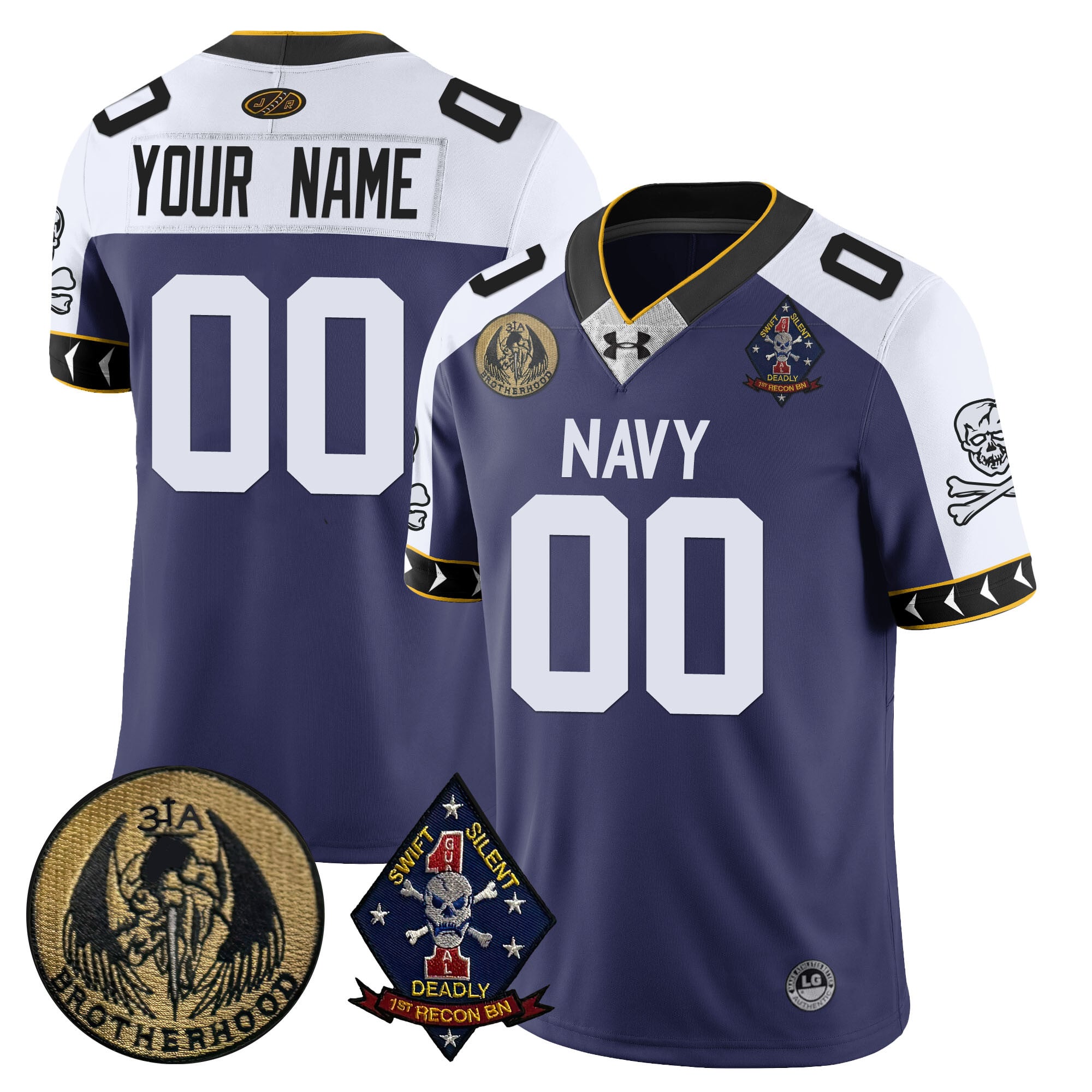 Custom Name/Gender Navy Midshipmen Lacrosse Jolly Rogers Vapor Limited Jersey – All Stitched