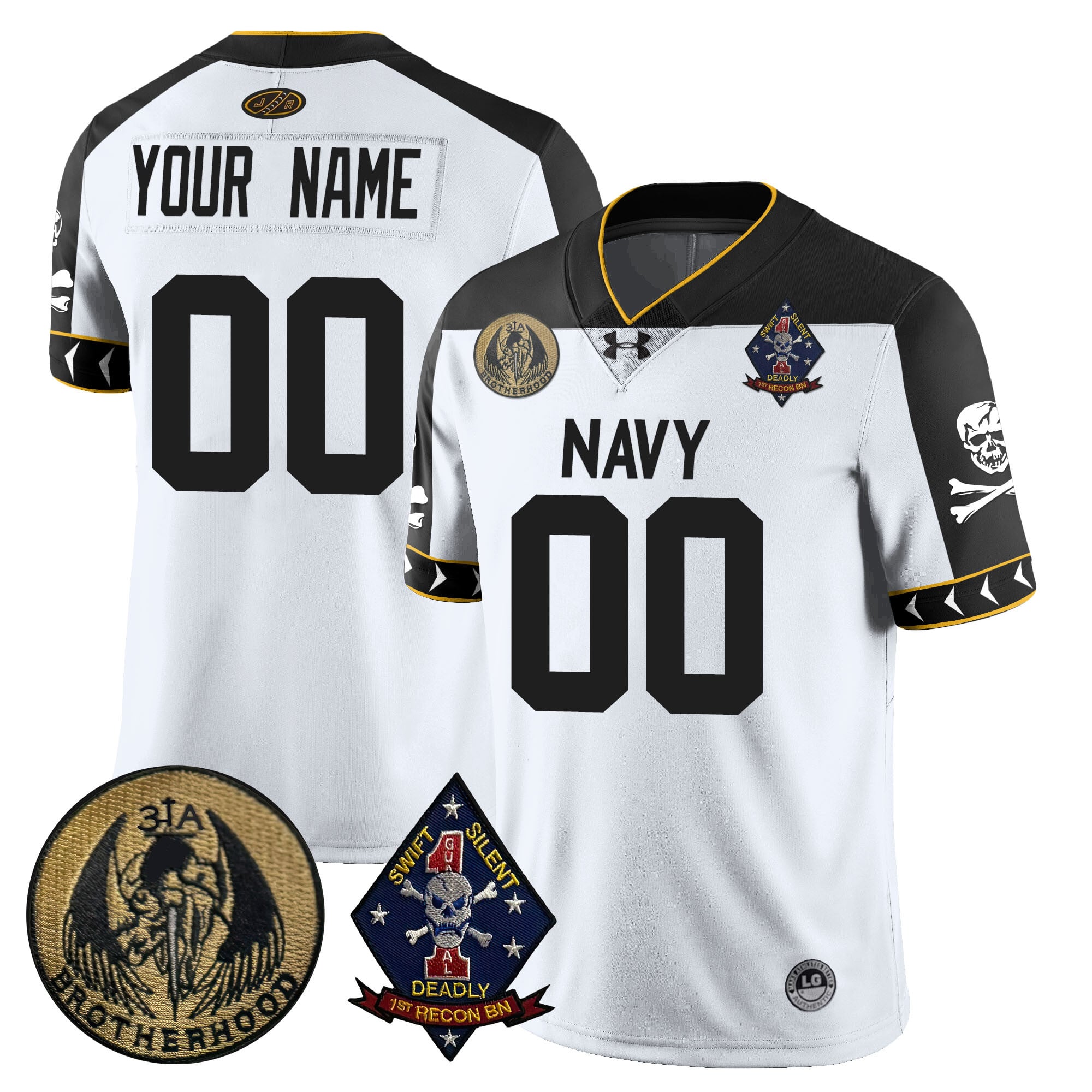 Custom Name/Gender Navy Midshipmen Lacrosse Jolly Rogers Vapor Limited Jersey – All Stitched