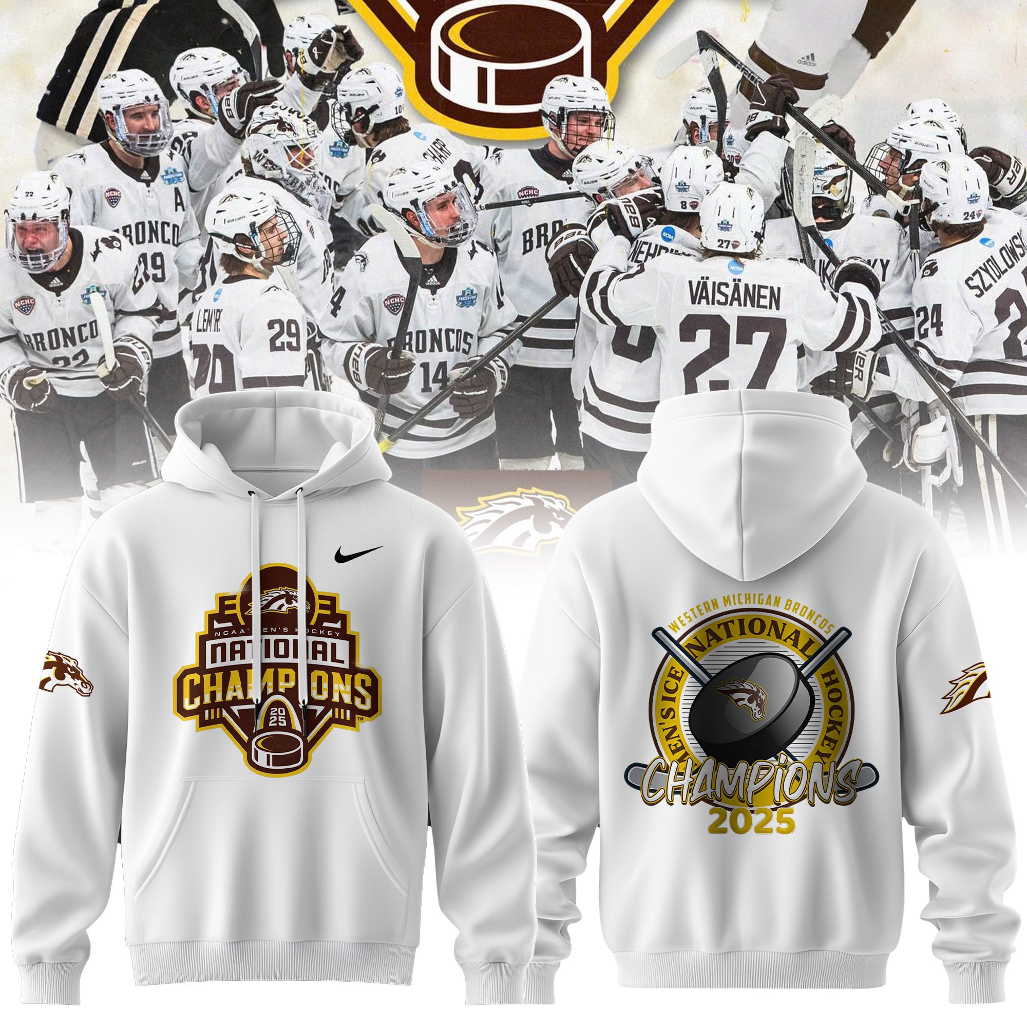 Western Michigan Broncos 2025 National Champions Patch Premium Hoodie