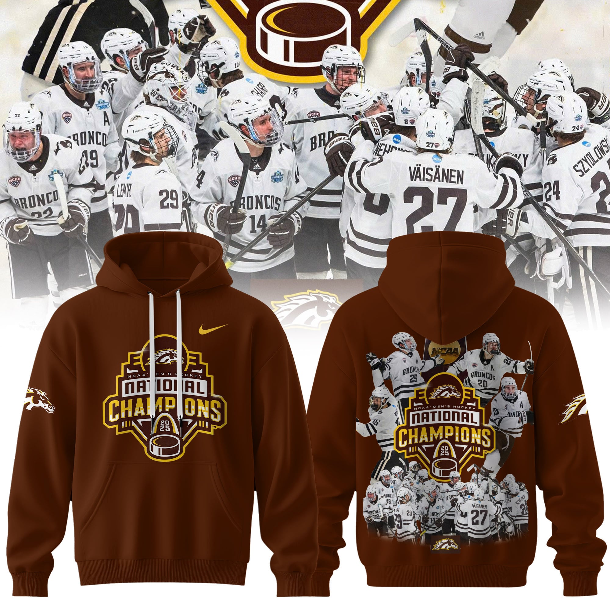Western Michigan Broncos 2025 National Champions Patch Premium Hoodie N2